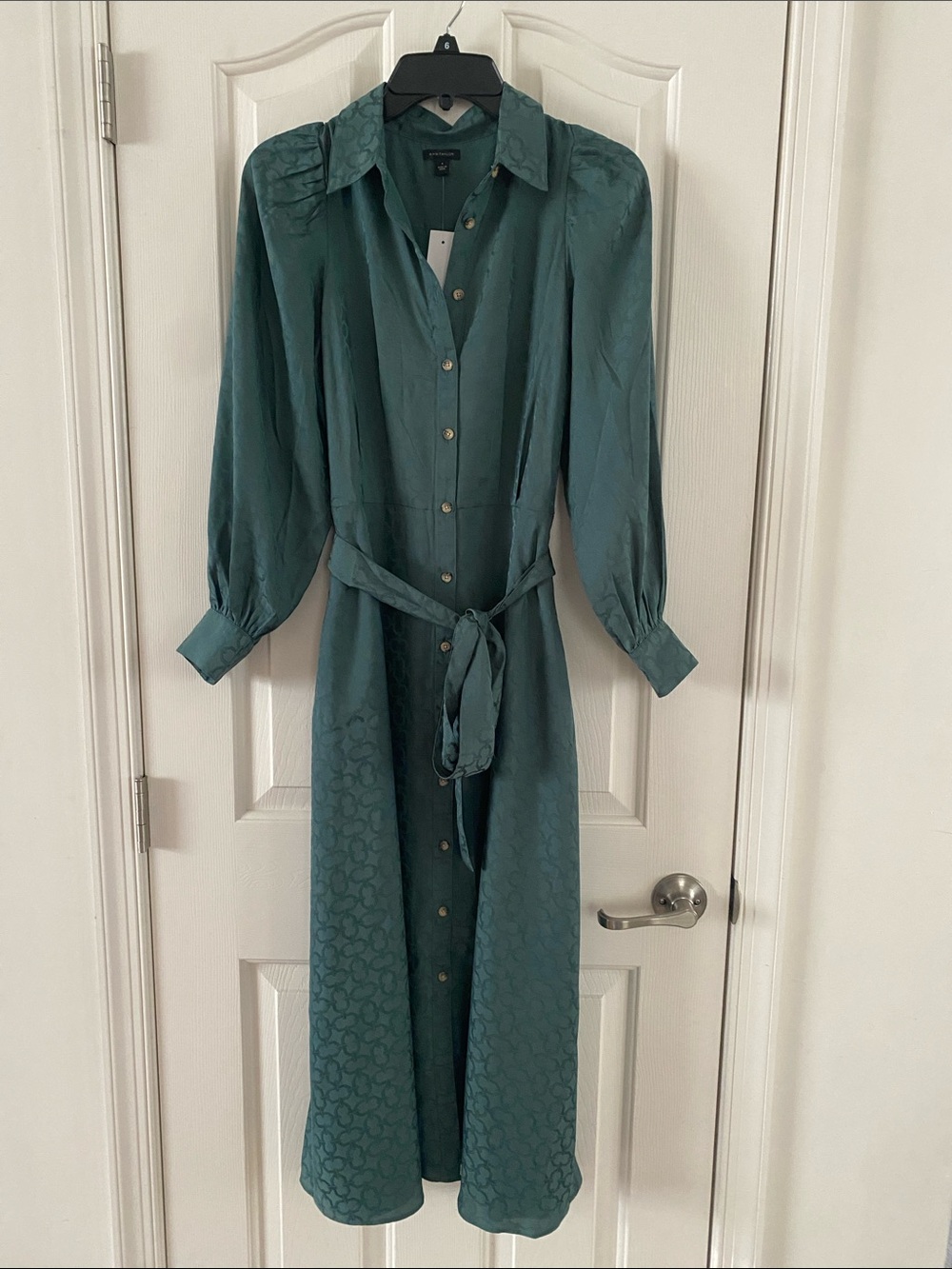 Ann Taylor Teal Button-Front Maxi Shirt Dress